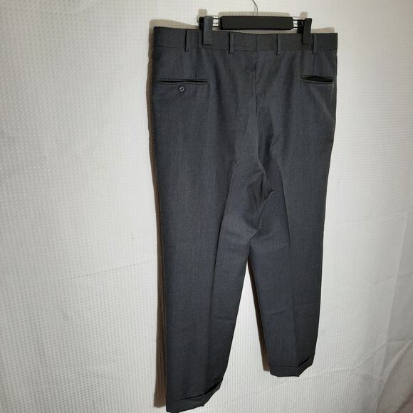 Jos A Bank Wool Dress Pants 42x30 Charcoal Flat Front USA Made Men’s Trousers - Picture 4 of 6